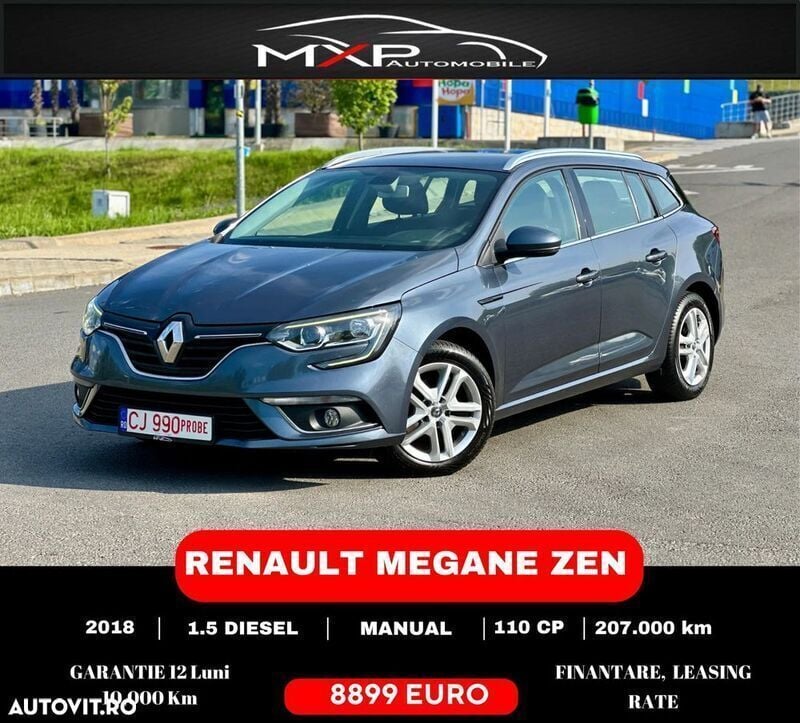 Gri Utilizat 2018 Renault Mégane GrandTour Zen Break | 8.899 EUR (Preț OK) - Imagine 1/4