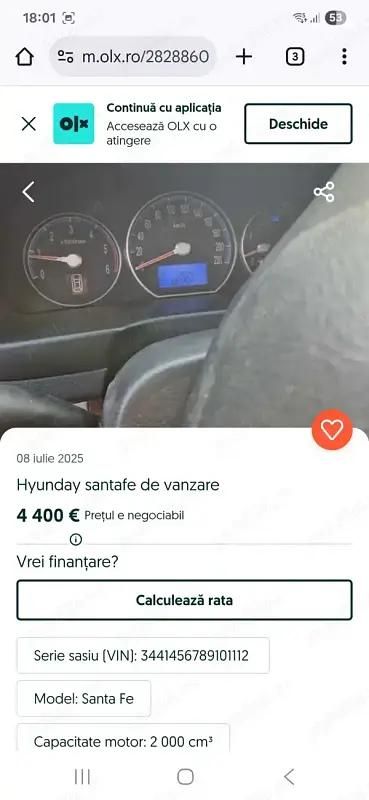 Utilizat 2007 Hyundai Santa Fe SUV | 4.400 EUR - Imagine 1/4
