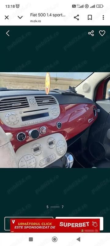 Rosu Utilizat 2008 Fiat 500 Hatchback | 3.600 EUR (Super Preț) - Imagine 1/4