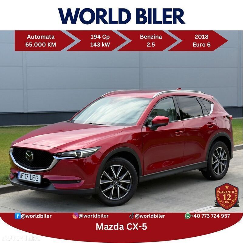 Rosu Utilizat 2018 Mazda CX-5 SUV | 20.480 EUR (Preț OK) - Imagine 1/4