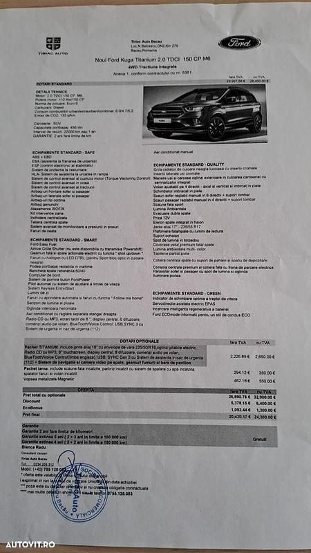 Second-hand Ford Kuga ST-Line 150 CP (110 kW) 2017 Culoaregri SUV