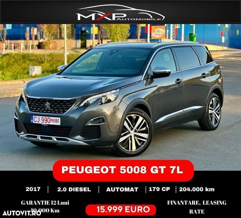 Gri Utilizat 2017 Peugeot 5008 GT Monovolum | 15.999 EUR - Imagine 1/4