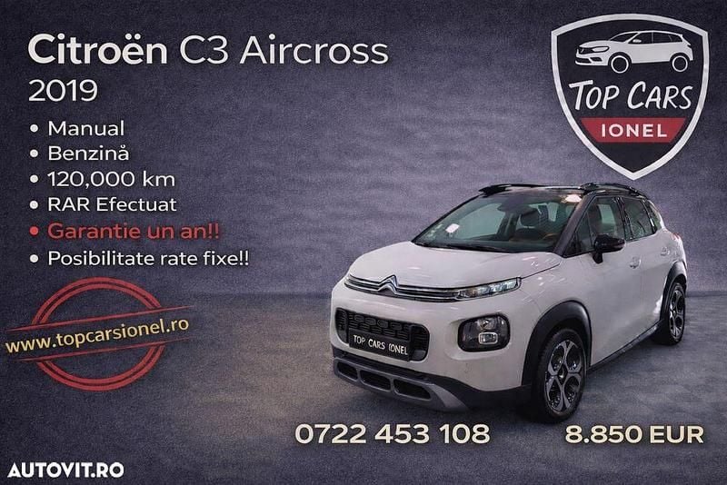 Culoarealb Second-hand 2019 Citroën C3 Aircross PureTech SUV | 8.850 EUR (Preț OK) - Imagine 1/4