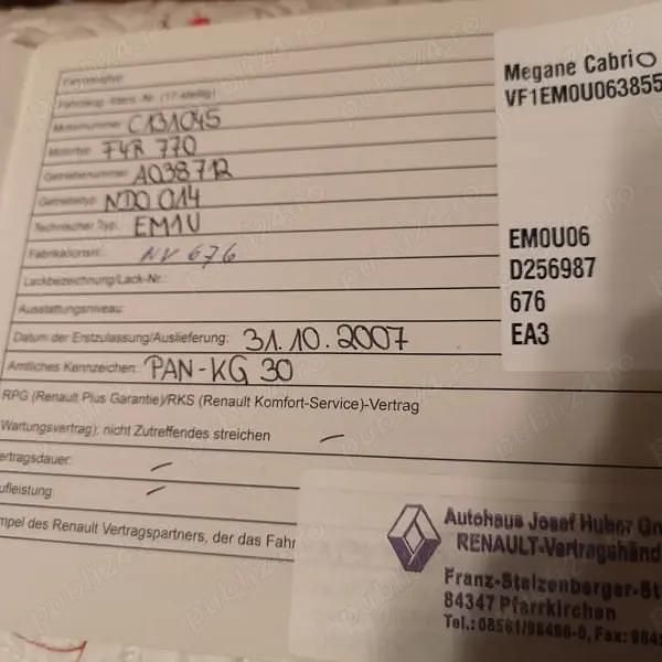 Second-hand Renault Mégane II 135 CP (99 kW) 2007 Negru Cabrio