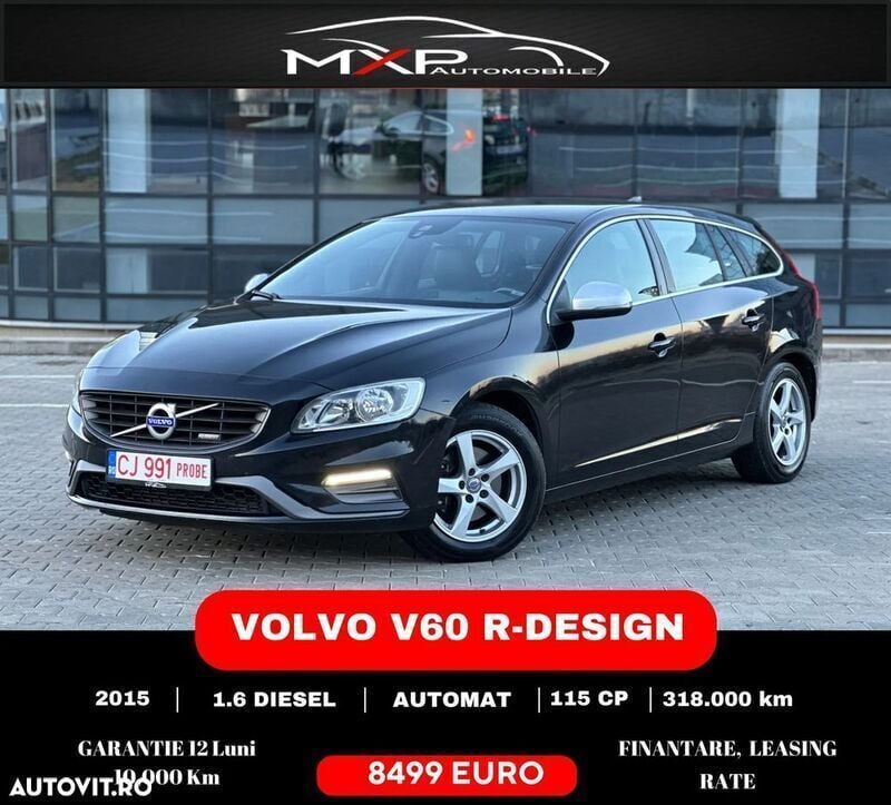 Negru Utilizat 2015 Volvo V60 R-Design Break | 7.999 EUR (Preț OK) - Imagine 1/4