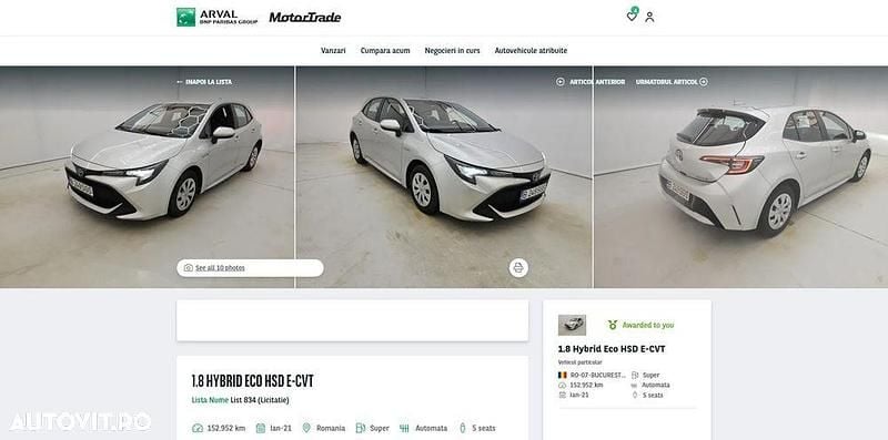 Second-hand Toyota Corolla Business Edition 122 CP (89 kW) 2021 Culoaregri Hatchback