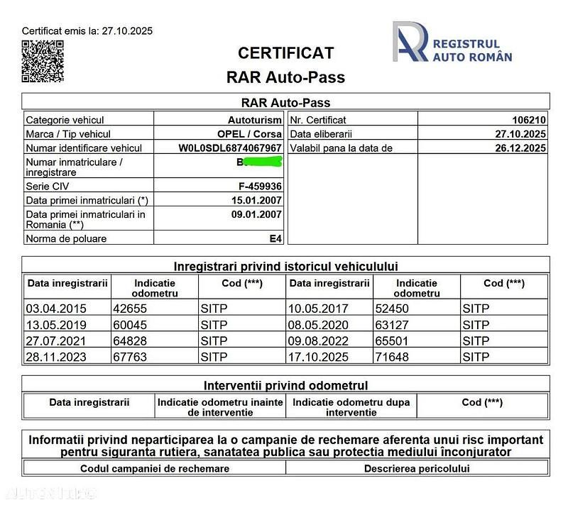 Second-hand Opel Corsa Cosmo 80 CP (58 kW) 2007 Culoarealte culori Hatchback