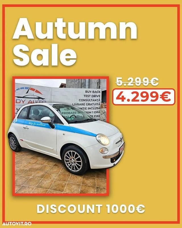 Alb Utilizat 2009 Fiat 500 Hatchback | 5.299 EUR (Preț OK) - Imagine 1/4