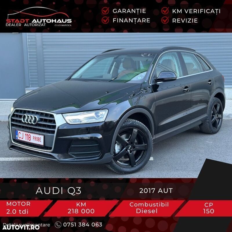 Negru Utilizat 2017 Audi Q3 SUV | 13.900 EUR (Super Preț) - Imagine 1/4
