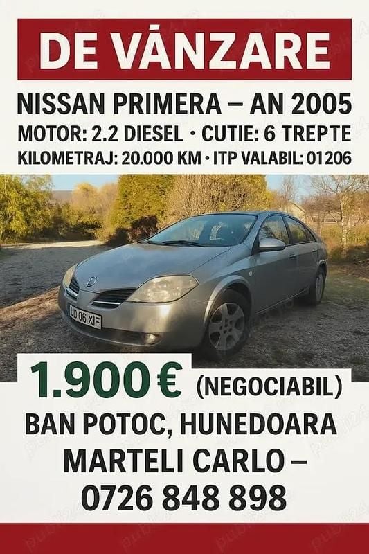 Utilizat 2005 Nissan Primera Berlinǎ | 1.900 EUR - Imagine 1/4
