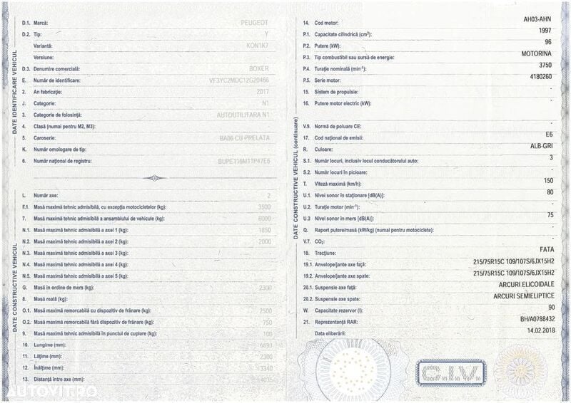 Second-hand Peugeot Boxer 130 CP (95 kW) 2018 Alb Van