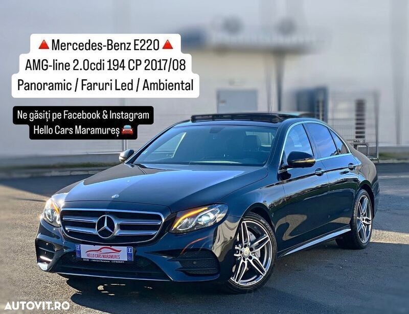 Negru Utilizat 2017 Mercedes E220 AMG line Berlinǎ | 17.990 EUR (Super Preț) - Imagine 1/4