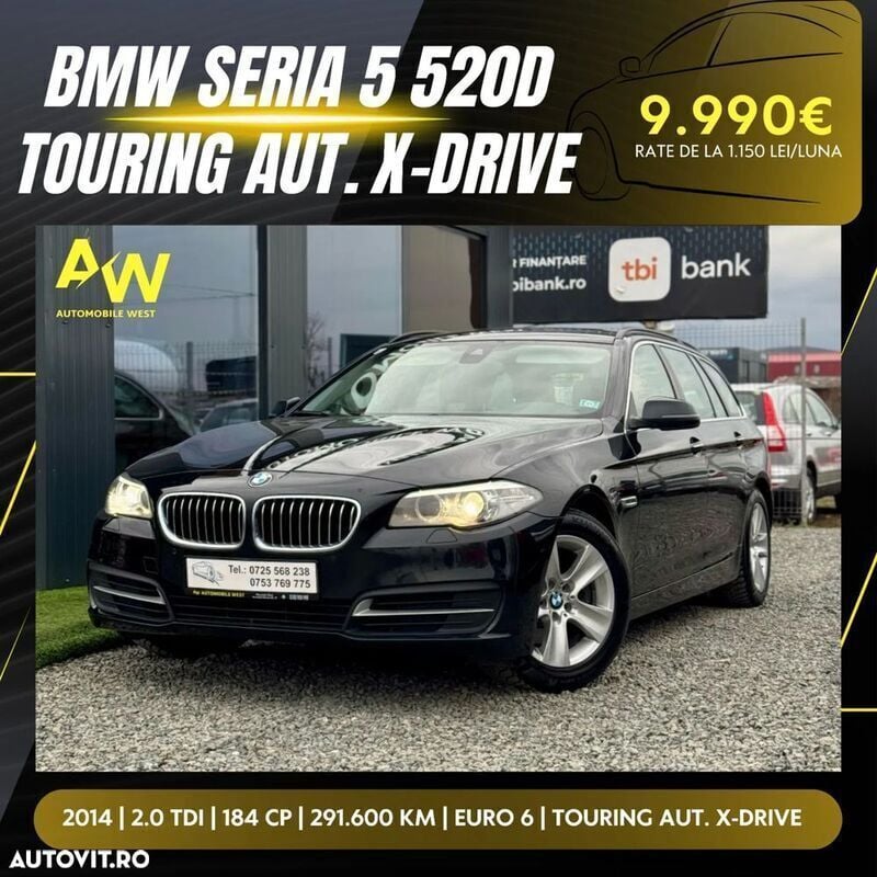Negru Utilizat 2014 BMW 520 Luxury Line Break | 9.990 EUR (Super Preț) - Imagine 1/4