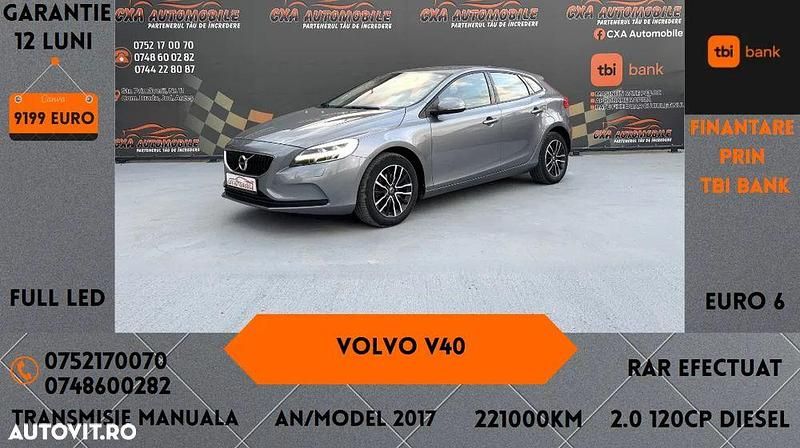 Gri Utilizat 2017 Volvo V40 Summum Break | 9.199 EUR (Preț OK) - Imagine 1/4