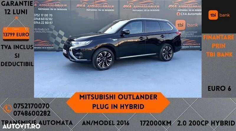 Negru Utilizat 2016 Mitsubishi Outlander P-HEV SUV | 13.798 EUR - Imagine 1/4
