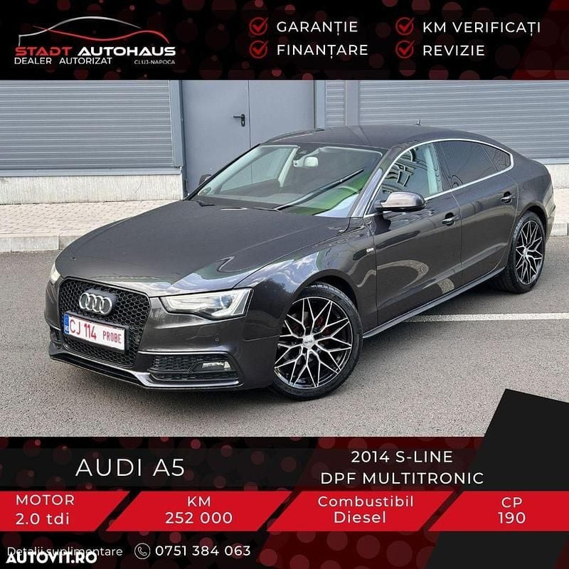 Culoarenegru Utilizat 2014 Audi A5 Sportback S-Line Berlinǎ | 14.800 EUR (Super Preț) - Imagine 1/4