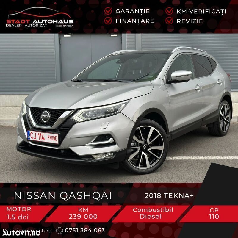 Gri Utilizat 2018 Nissan Qashqai Tekna+ SUV | 13.990 EUR (Preț OK) - Imagine 1/4