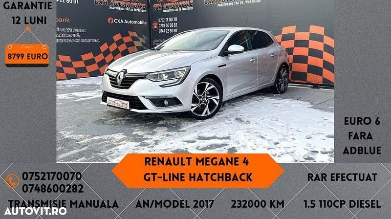Culoareargint Second-hand 2017 Renault Mégane GT Line GT-Line Hatchback | 8.799 EUR (Preț OK) - Imagine 1/4