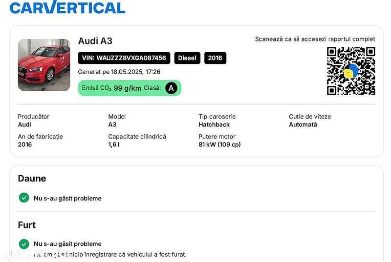 Second-hand Audi A3 S-Line 149 CP (109 kW) 2015 Rosu Hatchback