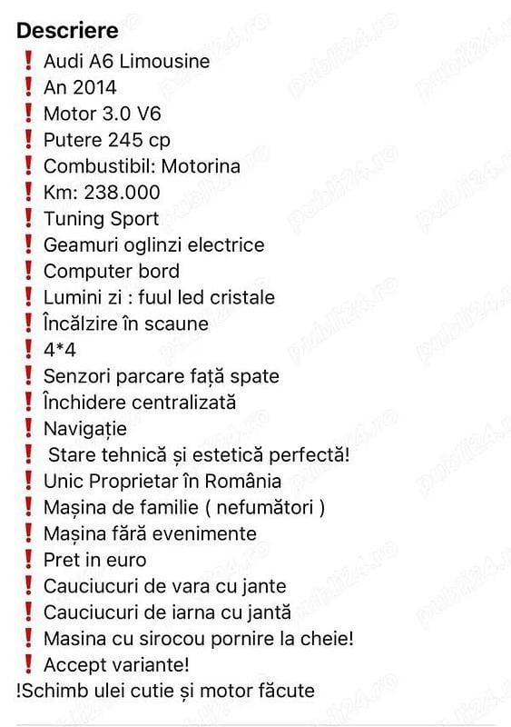 Second-hand Audi A6 245 CP (180 kW) 2014 Berlinǎ