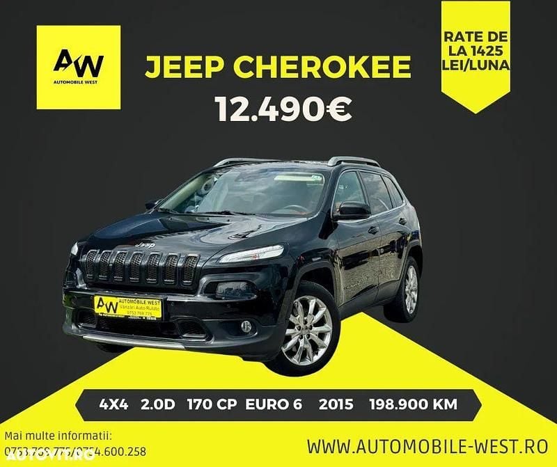 Negru Utilizat 2015 Jeep Cherokee Limited SUV | 12.490 EUR - Imagine 1/4