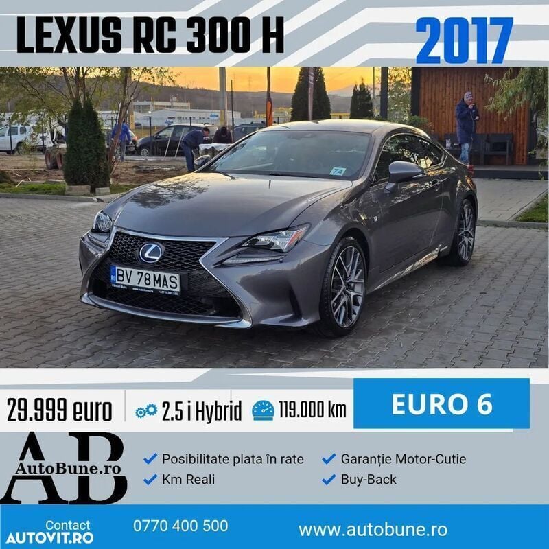 Gri Utilizat 2017 Lexus RC300h Sport Line Coupe | 29.999 EUR - Imagine 1/4