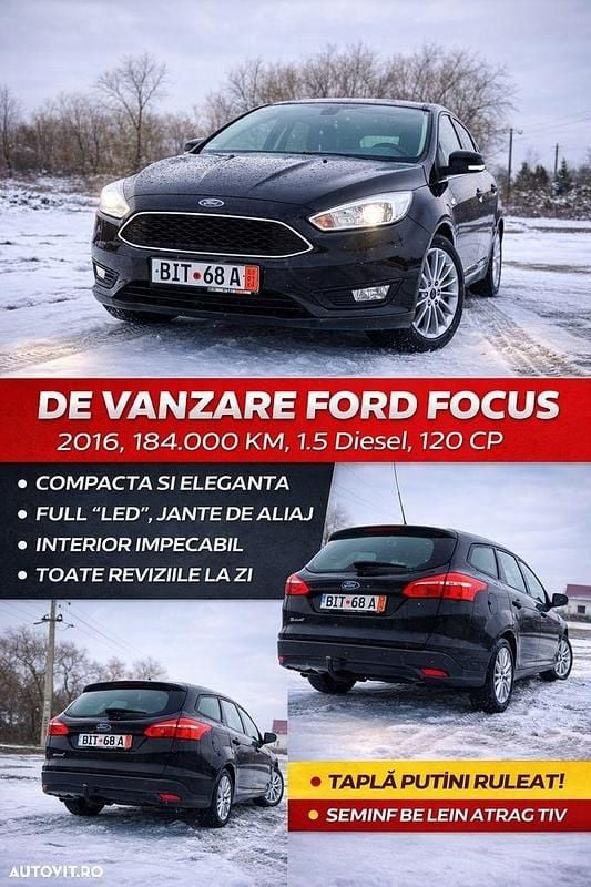 Culoarenegru Utilizat 2016 Ford Focus Break | 5.950 EUR (Preț bun) - Imagine 1/4