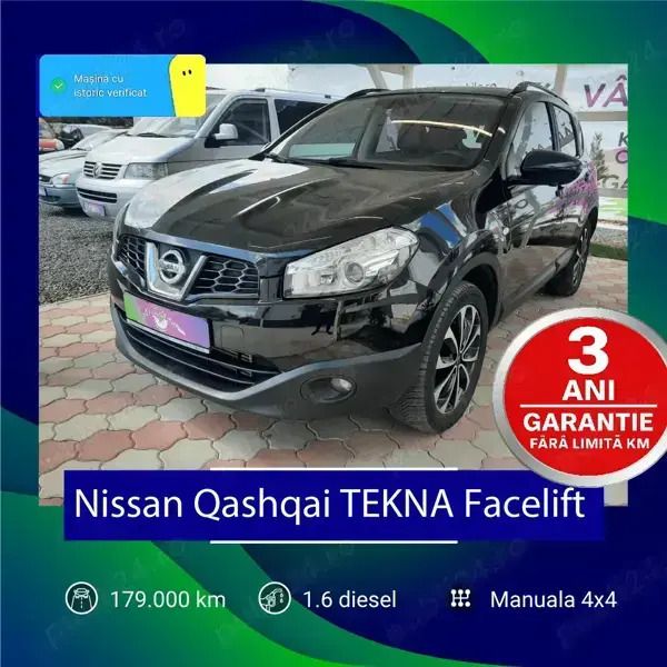 Negru Utilizat 2013 Nissan Qashqai Tekna SUV | 9.499 EUR (Puțin scump) - Imagine 1/4