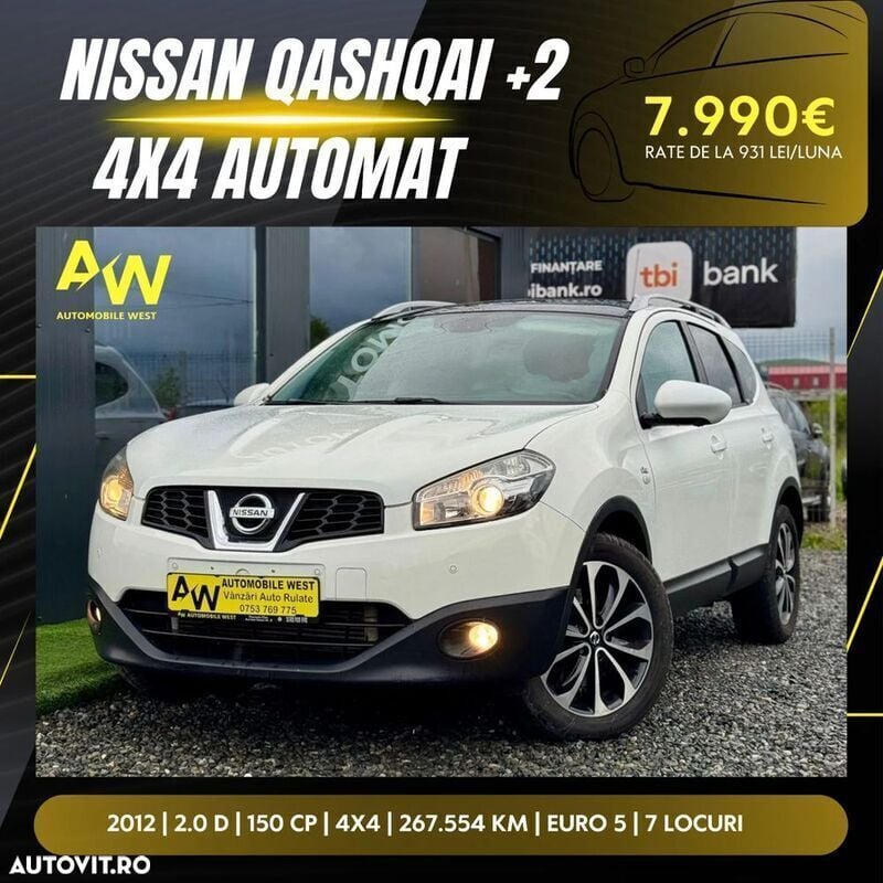 Alb Utilizat 2012 Nissan Qashqai +2 Tekna SUV | 7.990 EUR (Preț bun) - Imagine 1/4