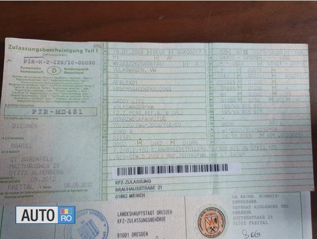 Second-hand VW Caddy 105 CP (77 kW) 2006 Galben Monovolum