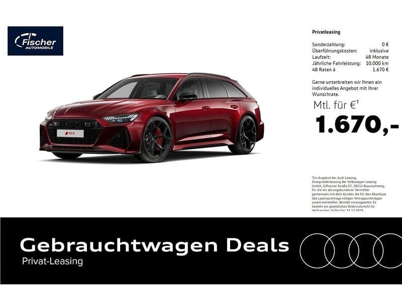 Roșu Utilizat 2025 Audi RS6 Performance Break | 129.611 EUR (Preț bun) - Imagine 1/1