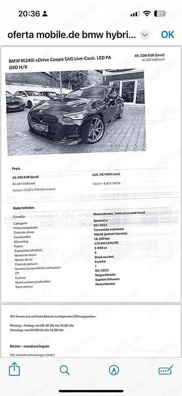 Second-hand BMW M2 400 CP (294 kW) 2022 Coupe