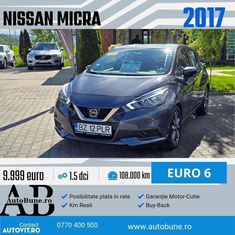 Gri Utilizat 2017 Nissan Micra N-Connecta Hatchback | 9.999 EUR - Imagine 1/4