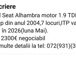 Utilizat 2004 Seat Alhambra Monovolum | 2.400 EUR (Preț OK)