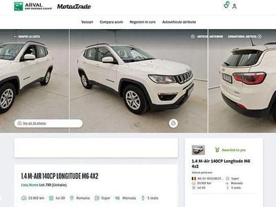 Second-hand Jeep Compass Longitude 140 CP (102 kW) 2020 Alb SUV