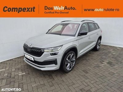 Gri mediu normal Second-hand 2022 Skoda Kodiaq SportLine SUV | 33.700 EUR (Scump)