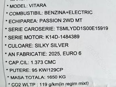 Nouă Suzuki Vitara 129 CP (94 kW) 2025 SUV