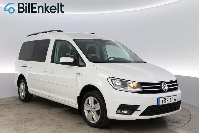 Vit Begagnad 2018 VW Caddy Maxi Life Comfortline Minibuss | 249 900 kr (Bra pris) - Bild 1/4