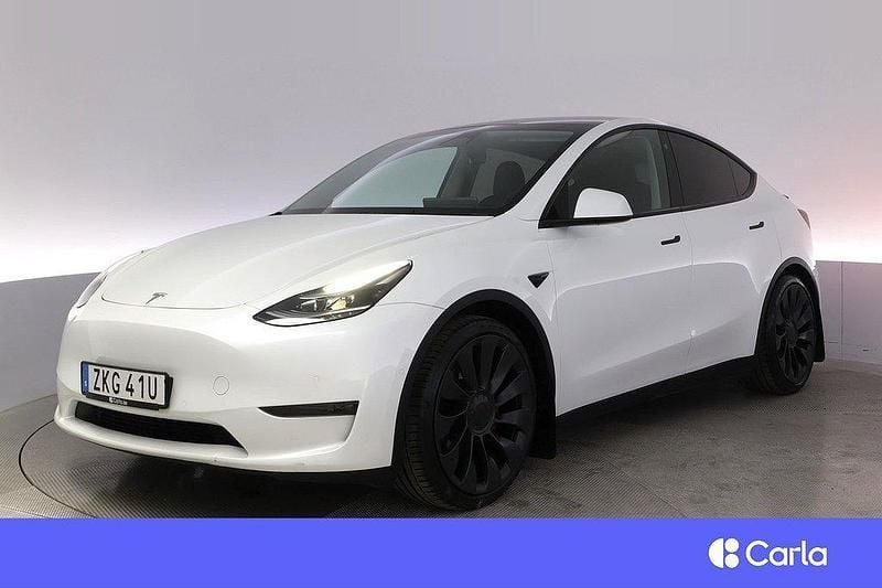 Vit Begagnad 2022 Tesla Model Y Performance SUV | 424 900 kr - Bild 1/4
