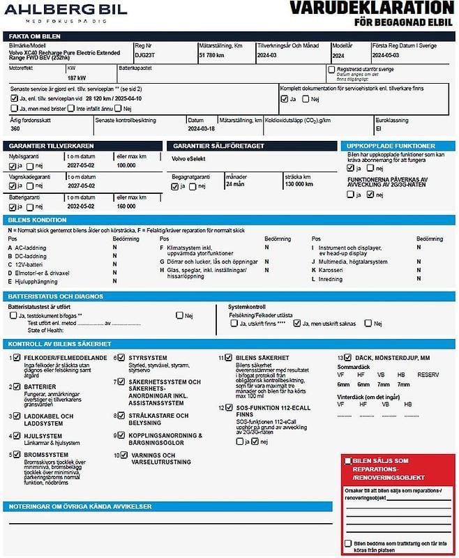 Vit Begagnad 2023 Volvo XC40 Single Motor Extended Range SUV | 419 500 kr (Bra pris) - Bild 1/2
