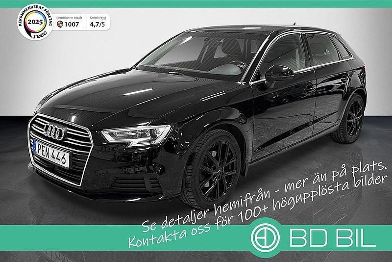 Svart Begagnad 2017 Audi A3 Sportback Comfort Halvkombi | 149 700 kr (Marknadspris) - Bild 1/3
