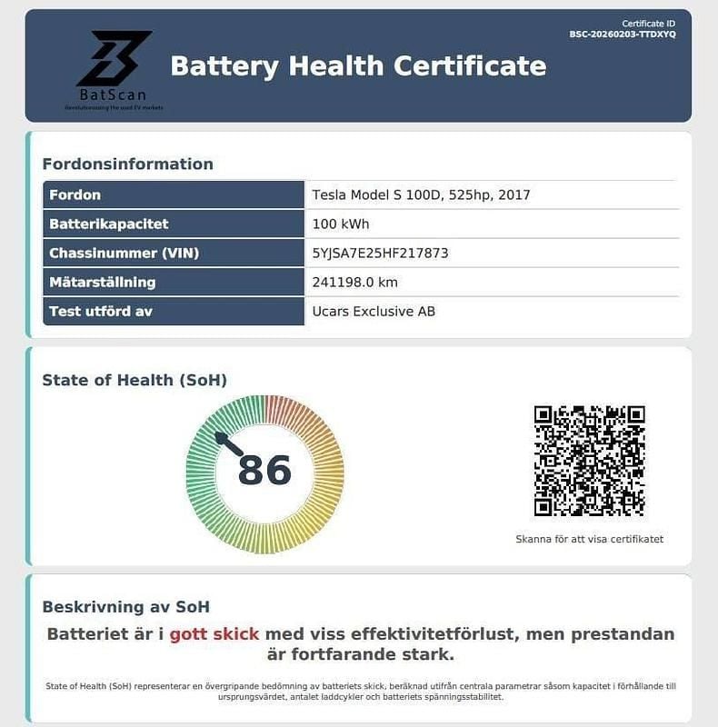 Begagnad Tesla Model S 386 kW (525 HK) 2018 Blå Halvkombi