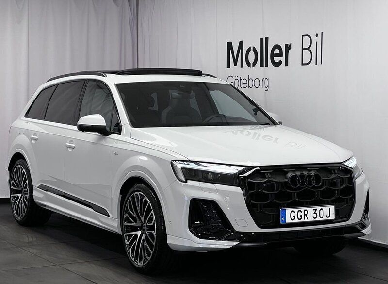 Vit (glaciärvit metallic) Ny 2025 Audi Q7 S-Line SUV | 1 029 900 kr (Marknadspris) - Bild 1/4