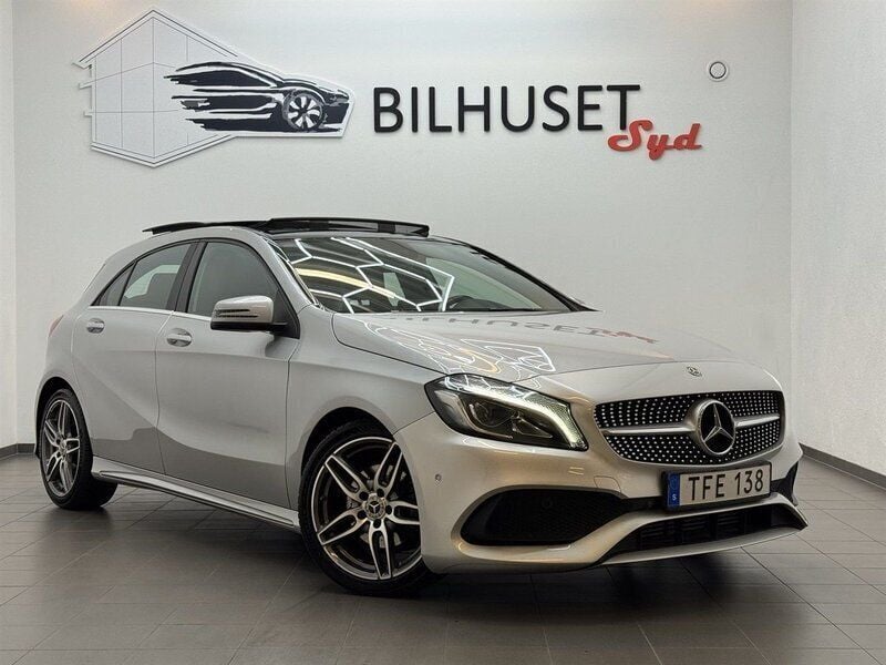 Silver Begagnad 2018 Mercedes A180 AMG Halvkombi | 198 500 kr (Marknadspris) - Bild 1/4