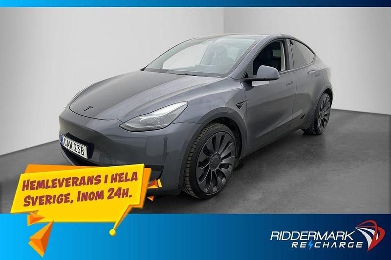 Grå Begagnad 2021 Tesla Model Y Long Range AWD SUV | 374 800 kr (Marknadspris) - Bild 1/4