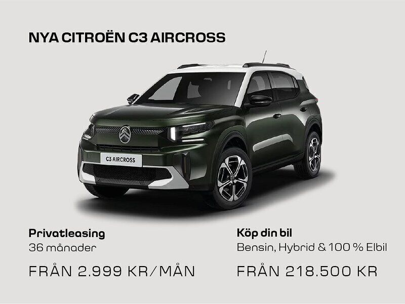 Ny 2025 Citroën C3 Aircross SUV | 218 500 kr (Marknadspris) - Bild 1/1