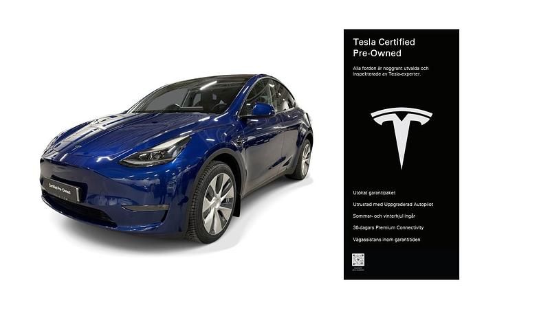 Blå Begagnad 2021 Tesla Model Y Long Range AWD SUV | 379 000 kr (Marknadspris) - Bild 1/4