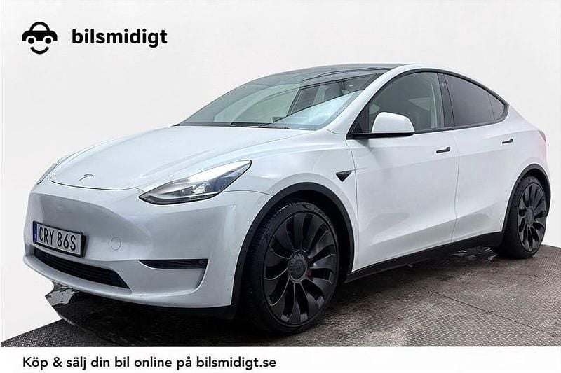 Vit Begagnad 2023 Tesla Model Y Performance SUV | 359 900 kr (Marknadspris) - Bild 1/3