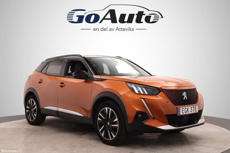 Orange Begagnad 2021 Peugeot e-2008 GT SUV | 199 500 kr (Bra pris) - Bild 1/4