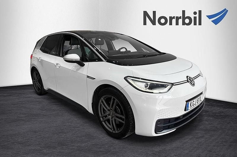 Begagnad VW ID.3 Edition 150 kW (204 HK) 2020 Vit Halvkombi